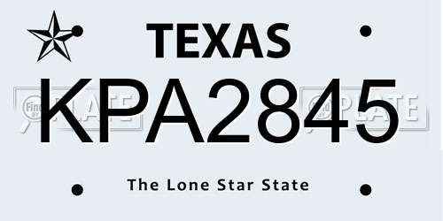 KPA2845 Texas License Plate