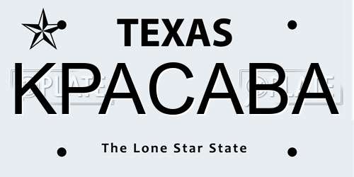 KPACABA Texas License Plate
