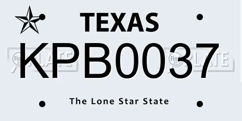 KPB0037 Texas License Plate