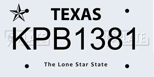KPB1381 Texas License Plate