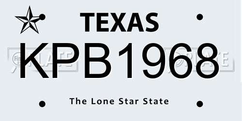 KPB1968 Texas License Plate