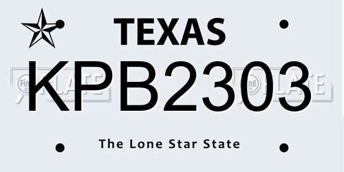 KPB2303 Texas License Plate
