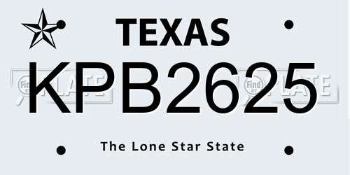 KPB2625 Texas License Plate