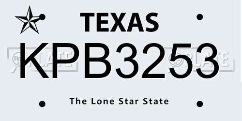 KPB3253 Texas License Plate