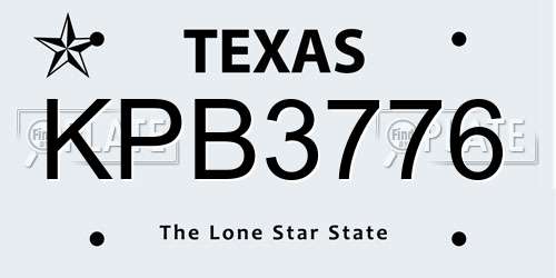 KPB3776 Texas License Plate