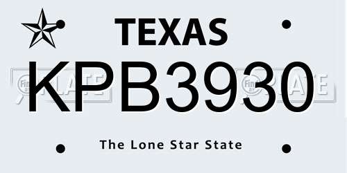 KPB3930 Texas License Plate