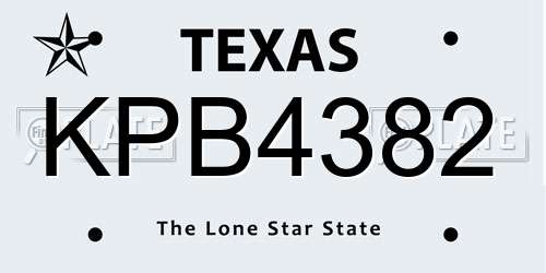 KPB4382 Texas License Plate