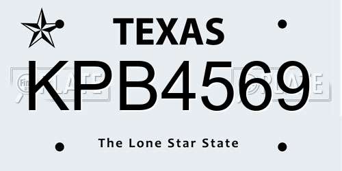 KPB4569 Texas License Plate