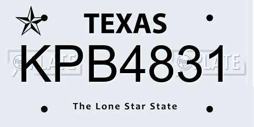 KPB4831 Texas License Plate