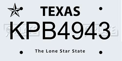 KPB4943 Texas License Plate