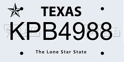 KPB4988 Texas License Plate