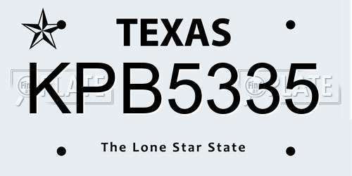 KPB5335 Texas License Plate