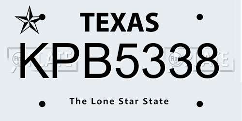 KPB5338 Texas License Plate