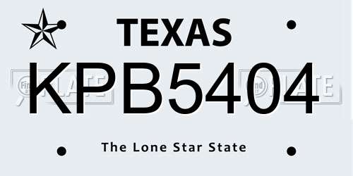 KPB5404 Texas License Plate
