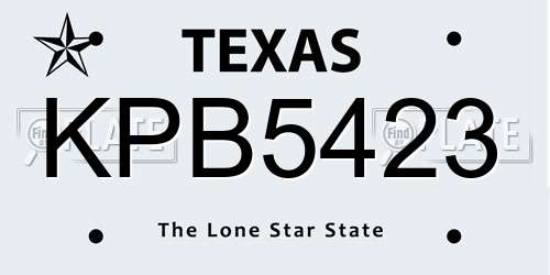 KPB5423 Texas License Plate