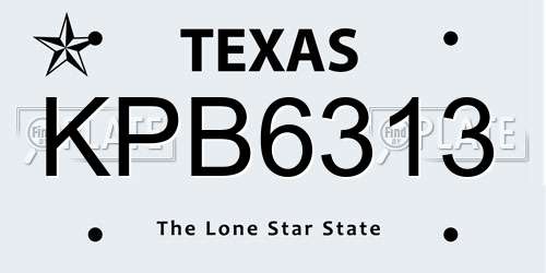 KPB6313 Texas License Plate