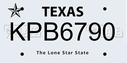 KPB6790 Texas License Plate