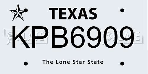 KPB6909 Texas License Plate