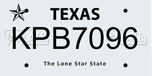 KPB7096 Texas License Plate