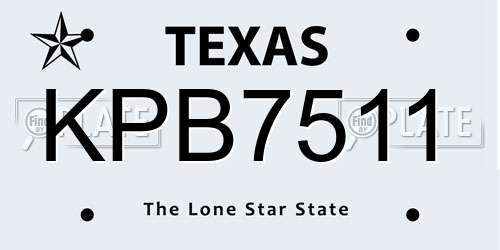 KPB7511 Texas License Plate