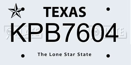 KPB7604 Texas License Plate