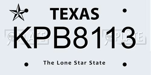 KPB8113 Texas License Plate