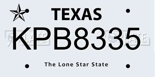 KPB8335 Texas License Plate