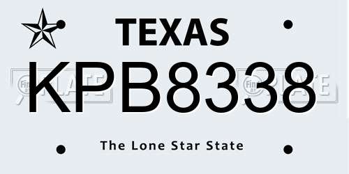 KPB8338 Texas License Plate