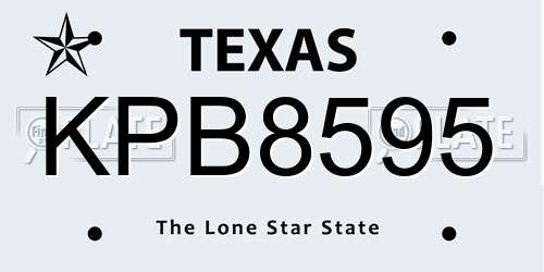 KPB8595 Texas License Plate