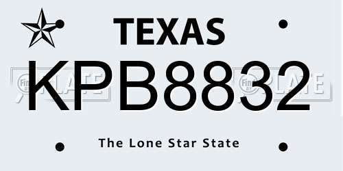 KPB8832 Texas License Plate