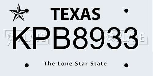 KPB8933 Texas License Plate