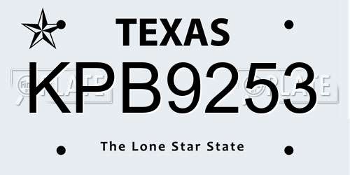 KPB9253 Texas License Plate