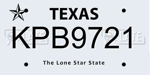KPB9721 Texas License Plate