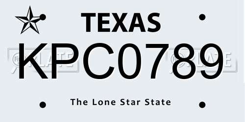 KPC0789 Texas License Plate