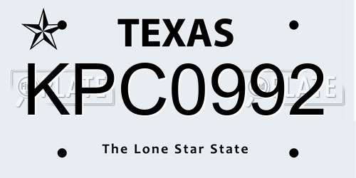 KPC0992 Texas License Plate