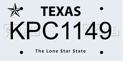 KPC1149 Texas License Plate