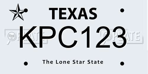 KPC123 Texas License Plate