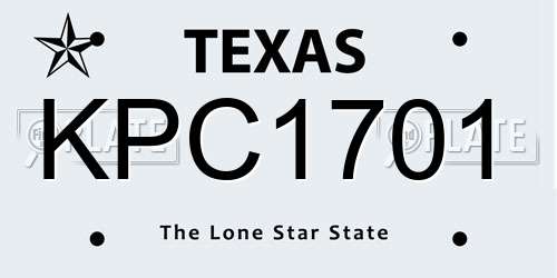 KPC1701 Texas License Plate