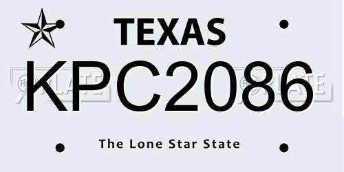 KPC2086 Texas License Plate