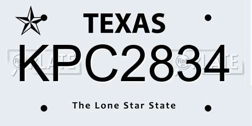 KPC2834 Texas License Plate