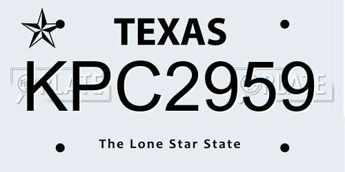 KPC2959 Texas License Plate