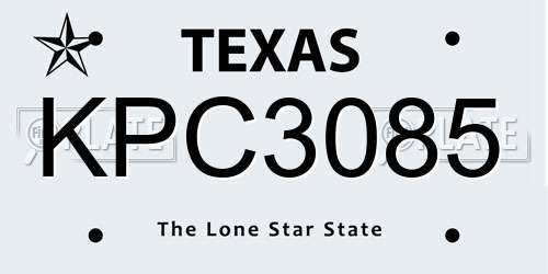 KPC3085 Texas License Plate