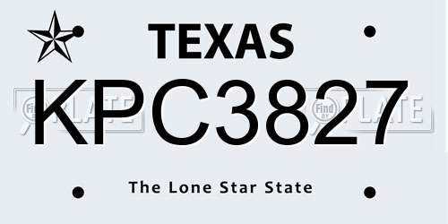 KPC3827 Texas License Plate