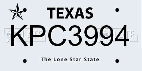 KPC3994 Texas License Plate