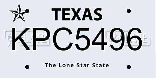 KPC5496 Texas License Plate