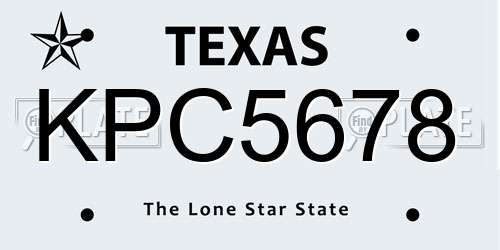 KPC5678 Texas License Plate