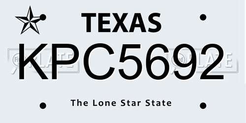 KPC5692 Texas License Plate