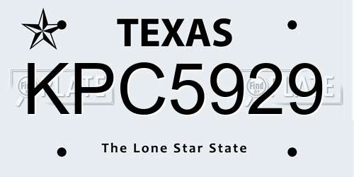 KPC5929 Texas License Plate