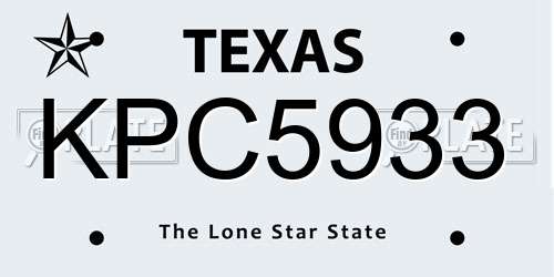 KPC5933 Texas License Plate