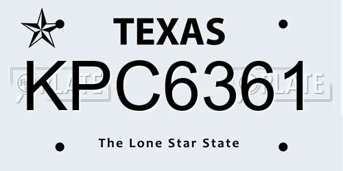 KPC6361 Texas License Plate